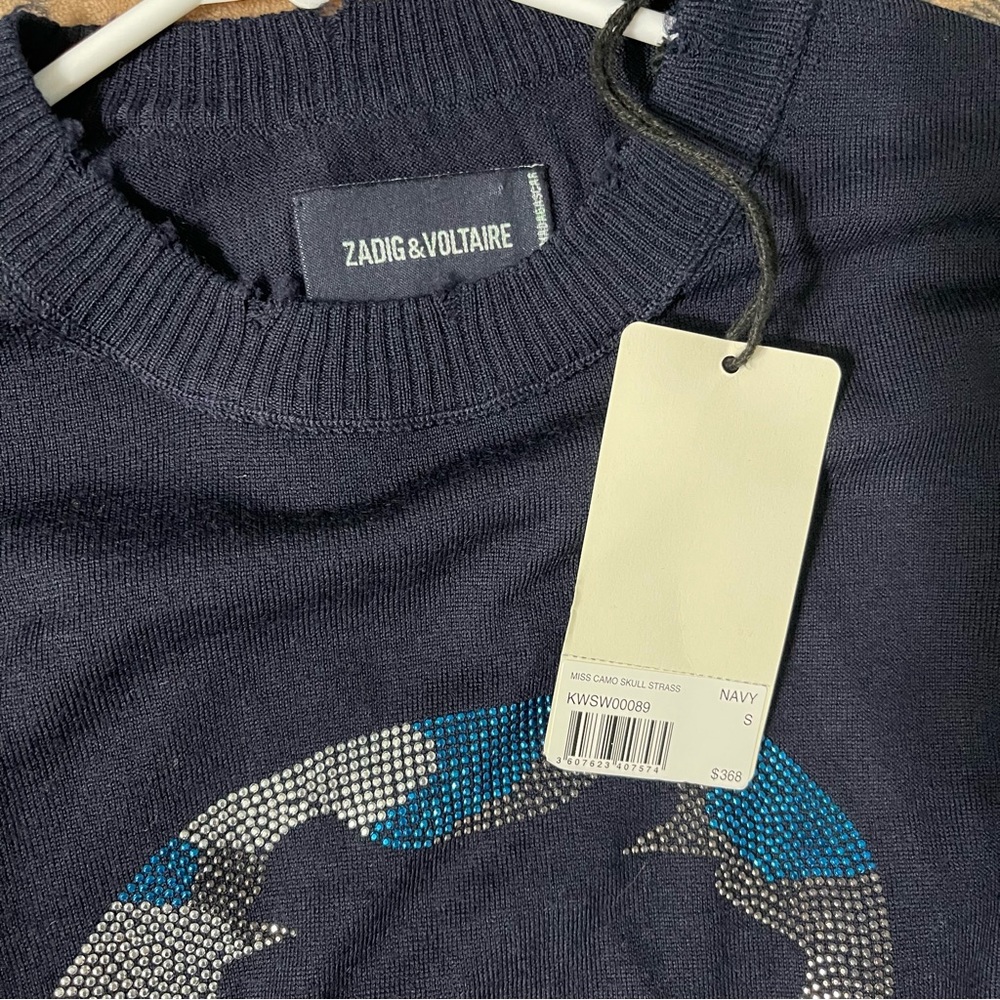 Zadig & Voltaire Miss Camo Skull Strass Wool Sweater women’s size : S, L - Picture 5 of 5